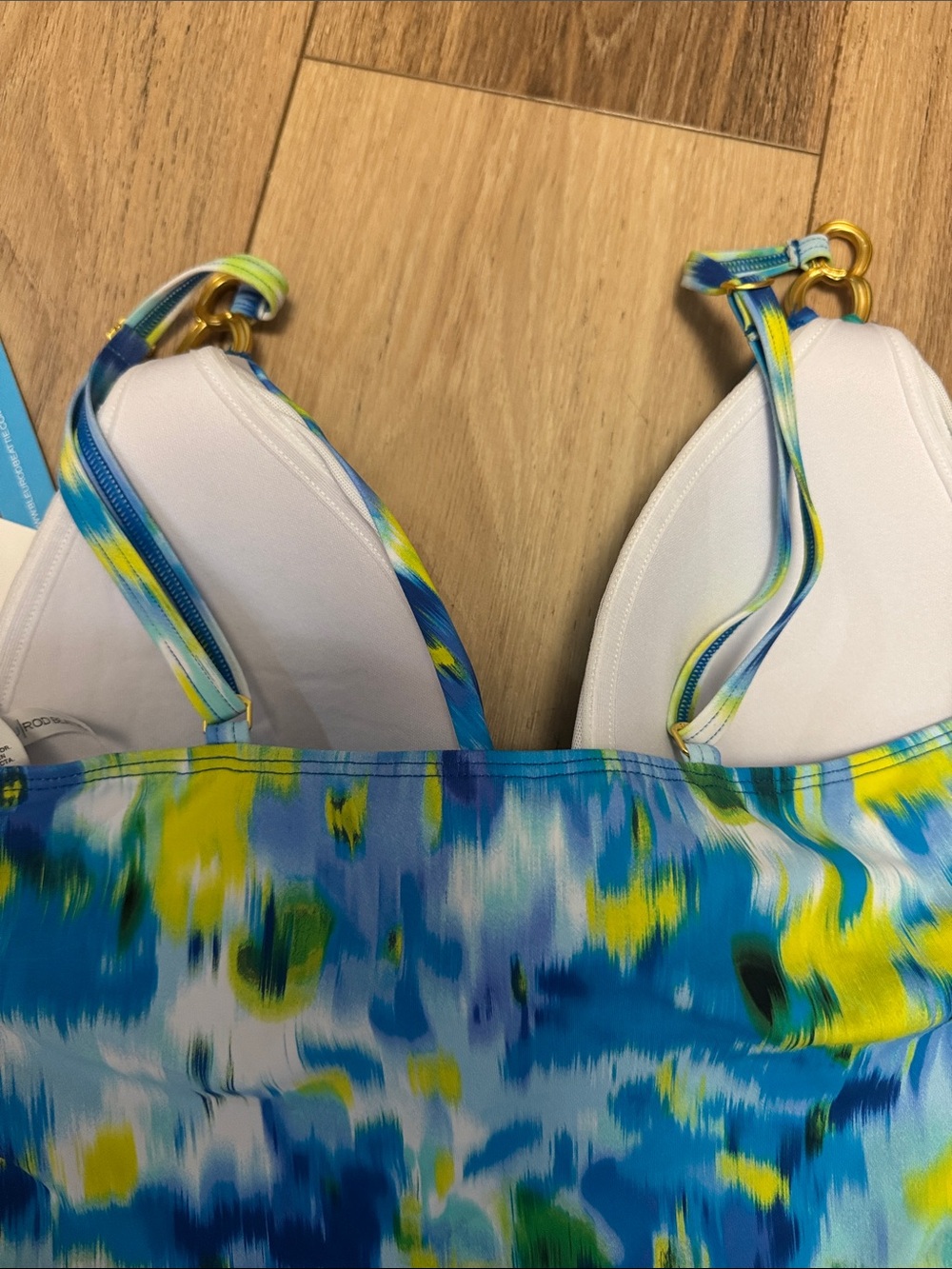 Bleu Rod Beattie NWT 8 Blue, Aqua and Yellow tie dye tummy control Tankini Top - Picture 9 of 10